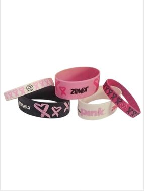 Zumba in Pink Wrist Bands Breast Cancer Awareness Set of 5